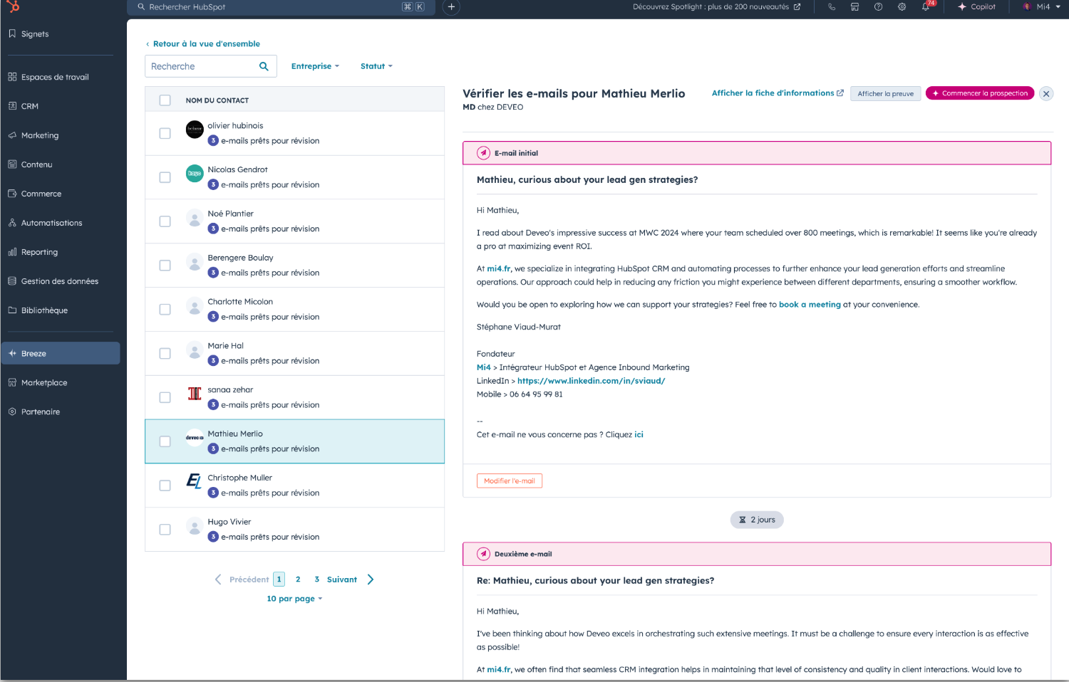 Générer séquence d'email par IA