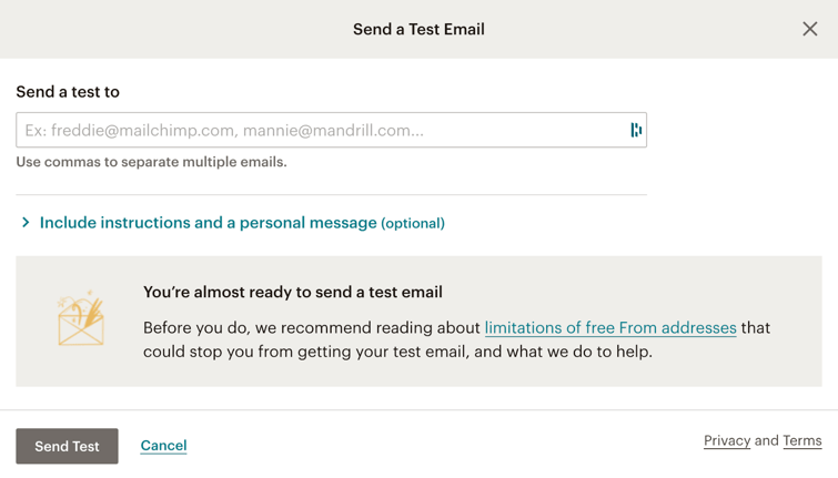 test mail mailchimp