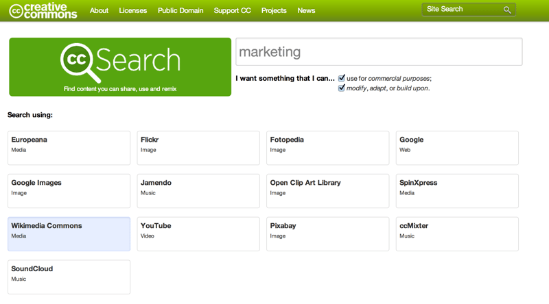 Creative commons search