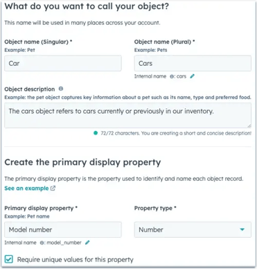 objet personnalisé hubspot